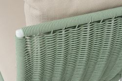 "Фиджи" диван 3-местный плетеный из роупа, каркас алюминий светло-серый (RAL7035) муар, роуп зеленый (4204) круглый tex, ткань Mossle бежевая