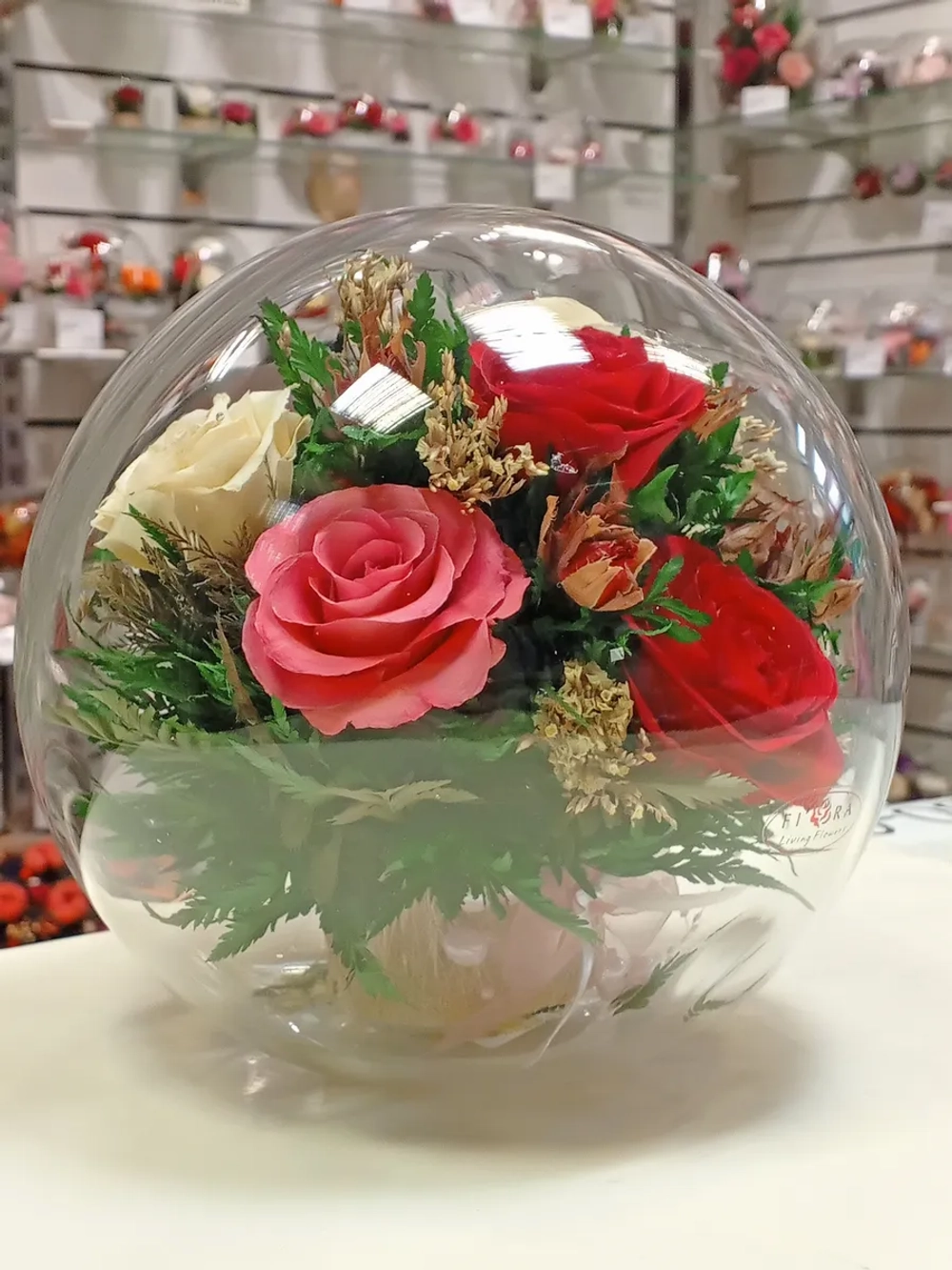 натуральные розы в стекле, вакуум