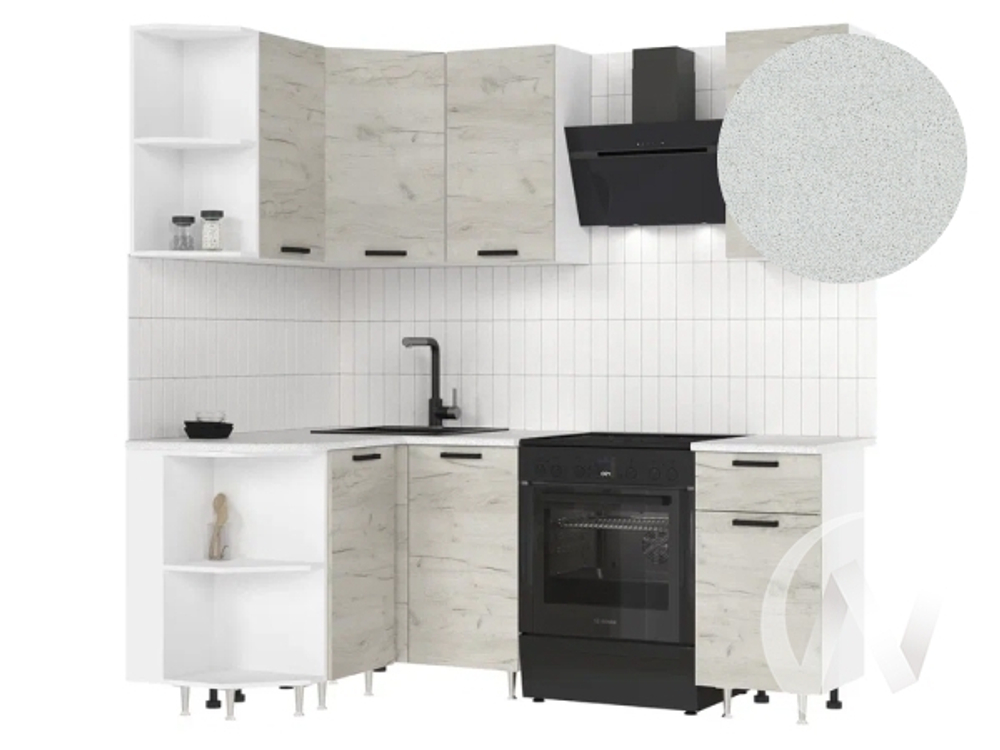 Кухня Рио NEW ЛДСП 2;0х1;3м (белый/дуб крафт белый/антарес)