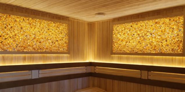 Экологичные панно и плитка из янтаря для бани и сауны