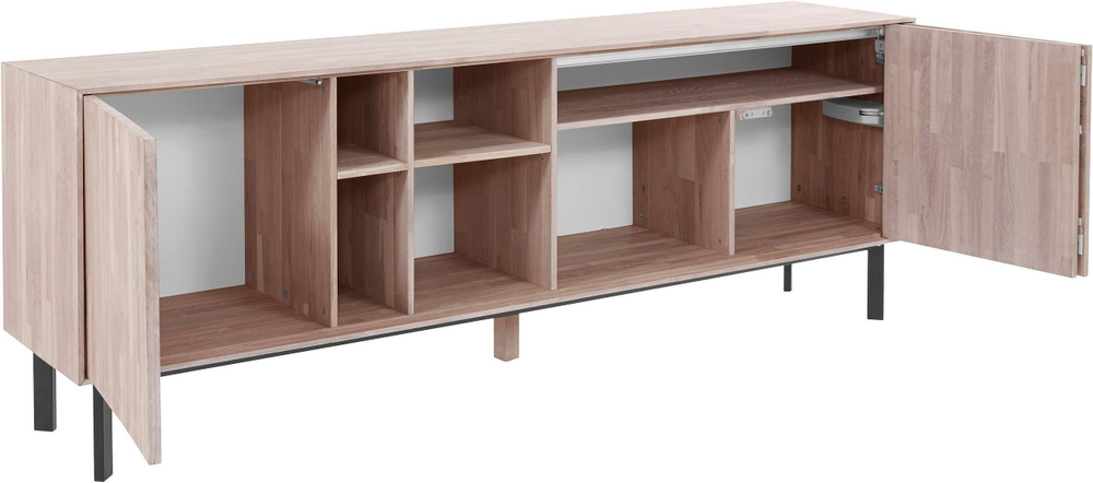 Комод 200х42х71 Виби, для вещей и одежды, массив дуба, тумба под телевизор на металлических ножках в стиле лофт, Dipriz