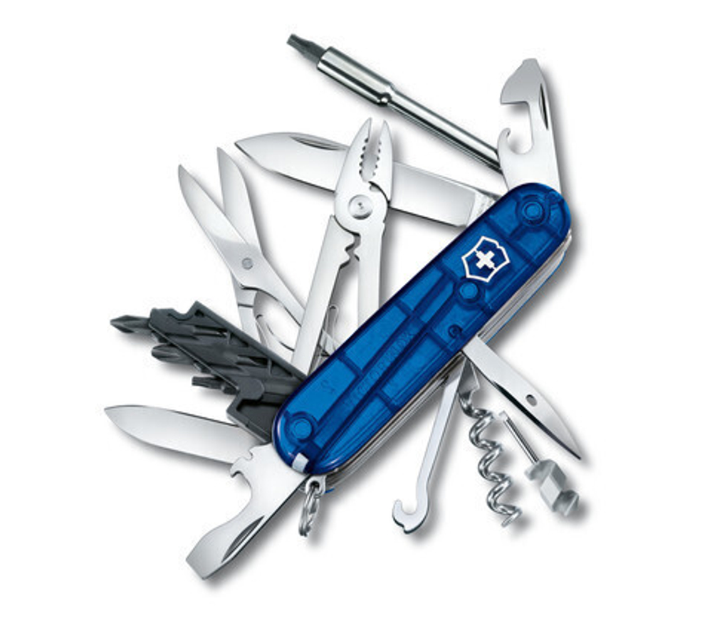 Нож Victorinox CyberTool 34, 91мм, прозрачный синий, 1.7725.T2