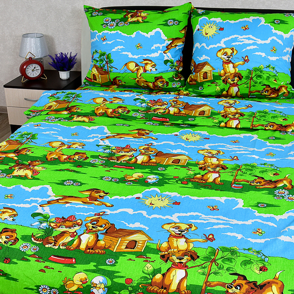 Комплект постельного белья "IS. ВЕСЁЛЫЕ ЩЕНКИ", бязь, 100% хлопок.