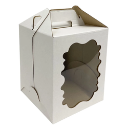 Коробка для торта с окном гофрокартон эконом 260*260*300мм (белая)