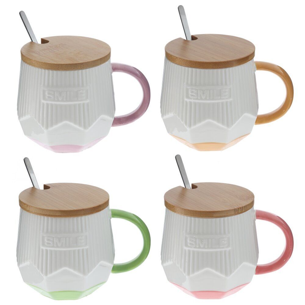 GAEM Кружка с крышкой и ложкой, 320 мл, L13,5 W9 H10 см, 4в.