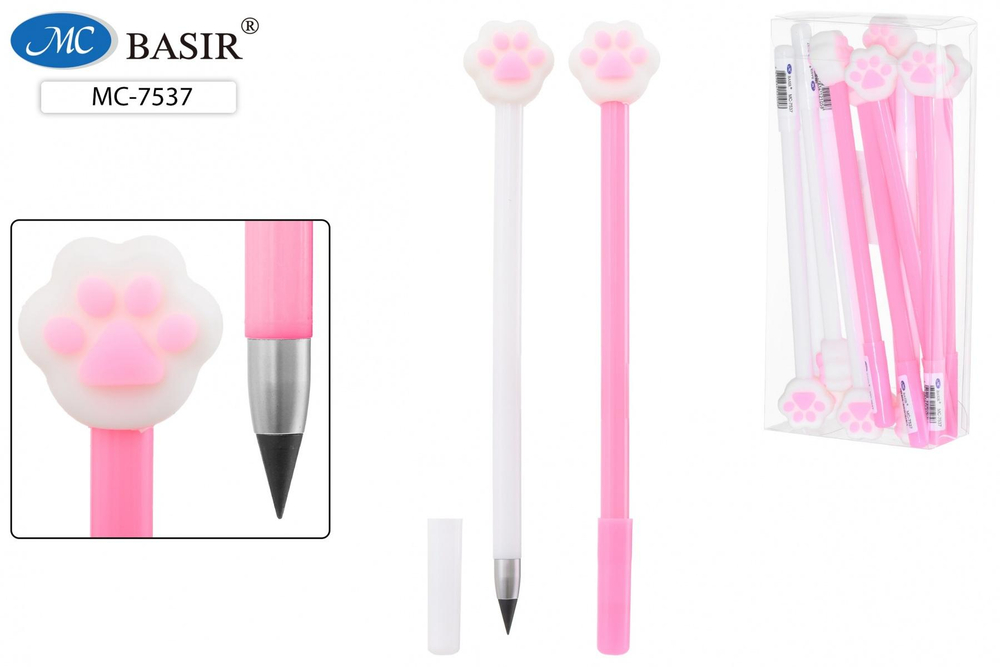 Карандаш вечный "Лапки" цветной корпус, прорезин.наконечник, ассорти (Basir)