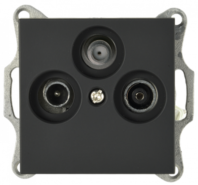 Розетка TV+FM+SAT Φ9.5mm оконечная с накладкой, цвет черный матовый (soft touch)