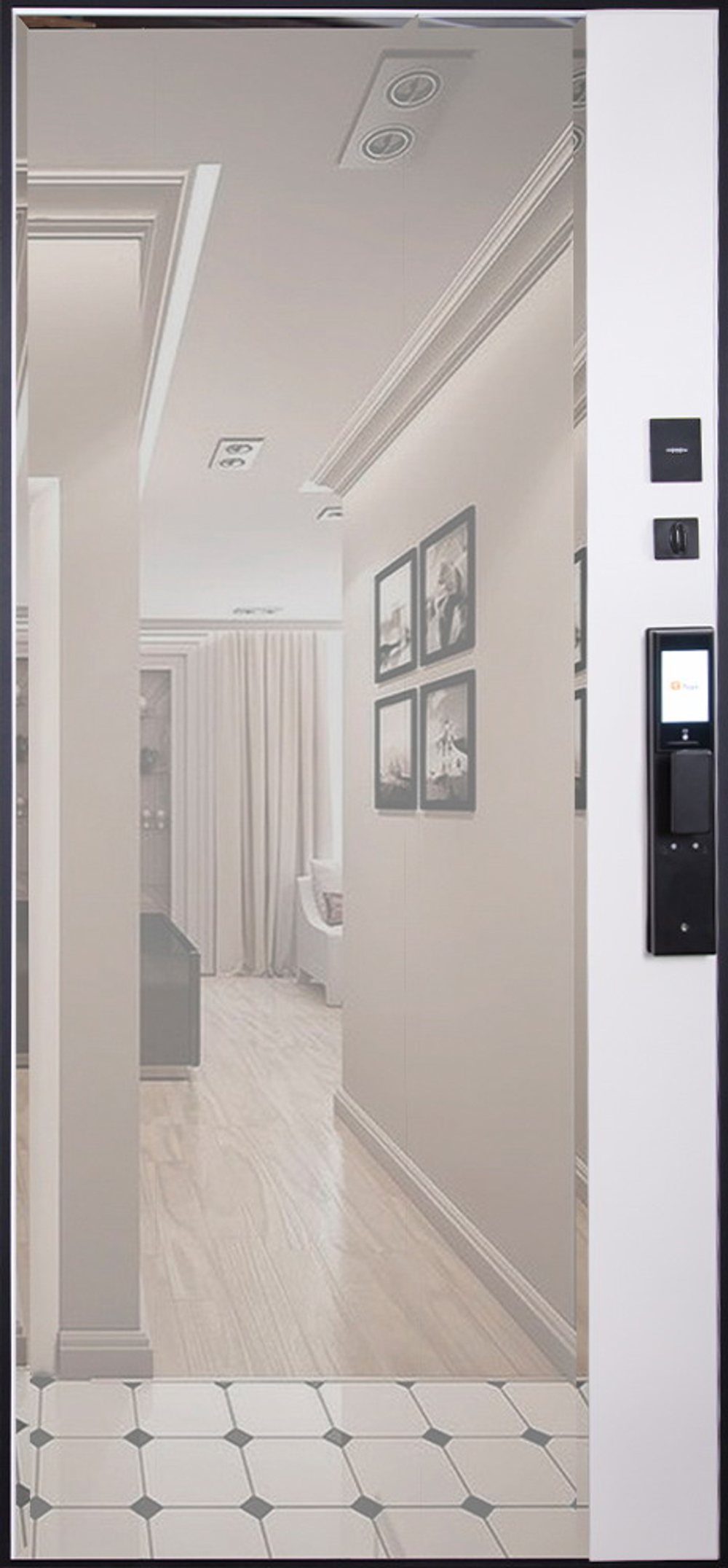 Стальная дверь "Сапсан" с зеркалом (биометрический замок DZ 888)