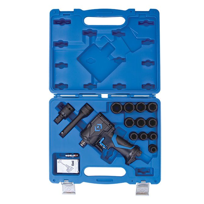 KING TONY (44802AMP) Гайковерт пневматический ударный 1/2", 678 Нм, с комплектом головок, 16 предметов