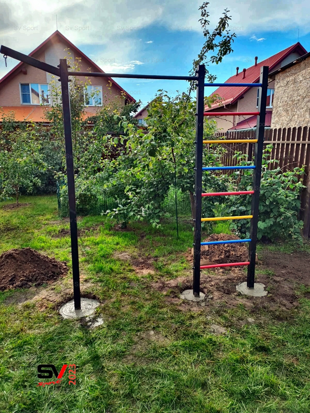 Монтаж уличной шведской стенки Sv Sport (3 вертикальных столба)