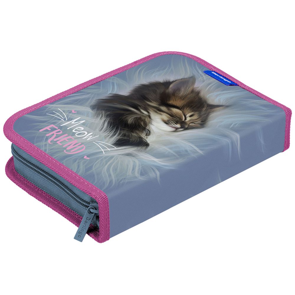 Пенал 1 отделение, 200*140*40 Berlingo "Meow friend 1", дополнительная откидная секция, полиэстер