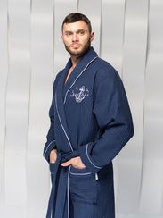 Мужской вафельный халат PATRICK синий
