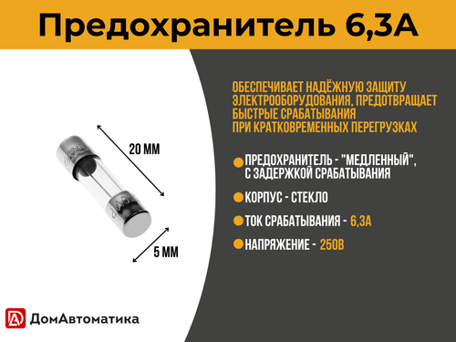 Комплект предохранителей 6,3А из 3 шт. для контроллеров DM320/350