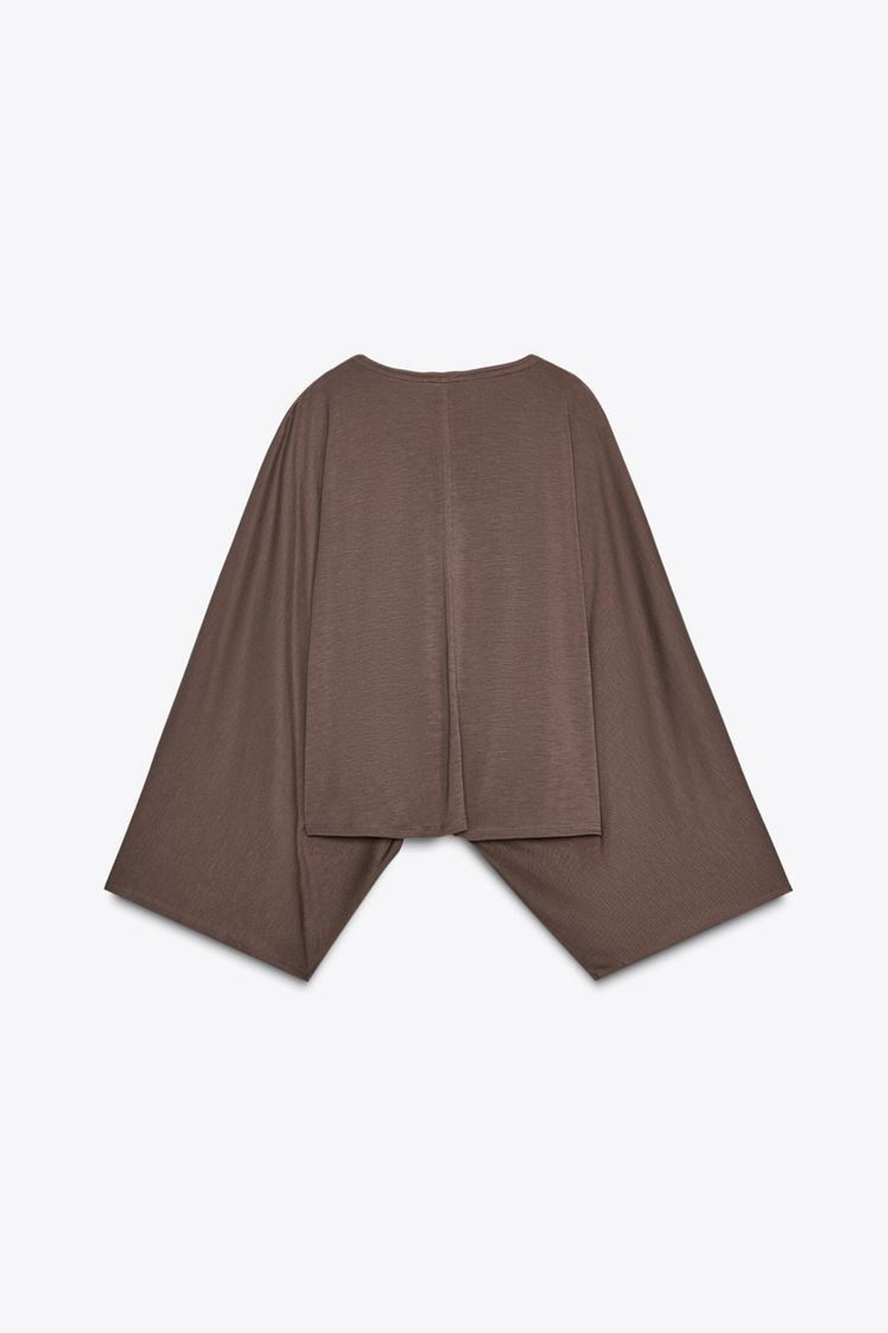 ZARA АСИММЕТРИЧНАЯ НАКИДКА ИЗ СТРУЯЩЕЙСЯ ТКАНИ, РЫЖЕВАТО-КОРИЧНЕВЫЙ