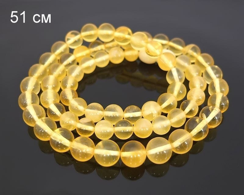 Бусы шары из полупрозрачного янтаря (61203)
