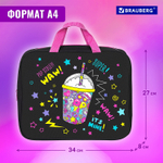 Папка на молнии с ручками BRAUBERG А4 1 отделение полиэстер 80 мм "Pop style" (2 штуки в упаковке)