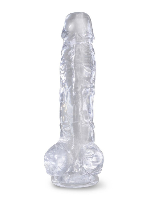 Прозрачный фаллоимитатор 8" Cock with Balls - 22,2 см.