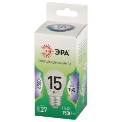 Лампа светодиодная ЭРА GREEN LINE LED P45-15W-865-E27 GL 15Вт шар холодный свет E27 | Лампы cветодиодные Шар (G/P)