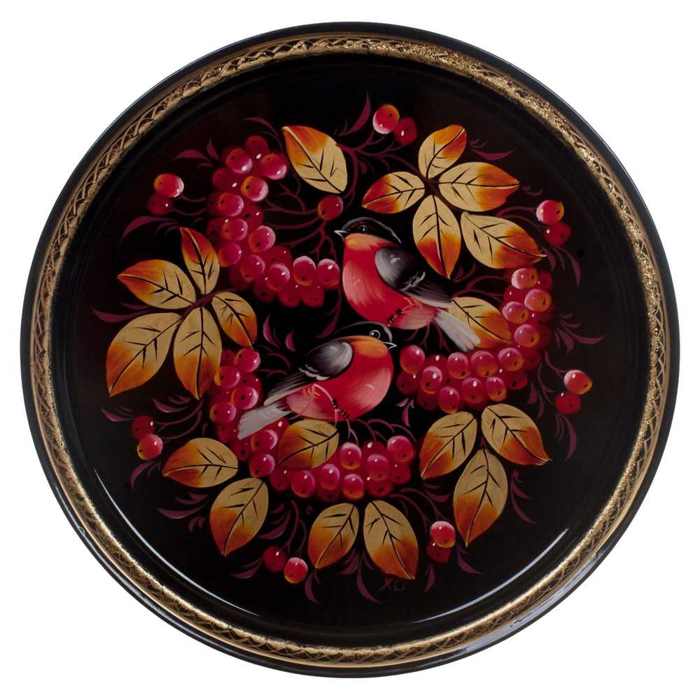 Жостовский поднос декоративный, размер 30 см (A9), металлический