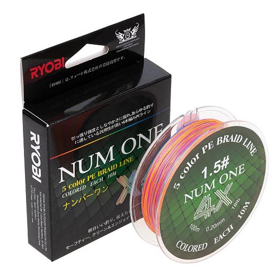 Шнур NUM ONE PE4X-100M 1.5#/0,205 mm Multi Colour Ryobi