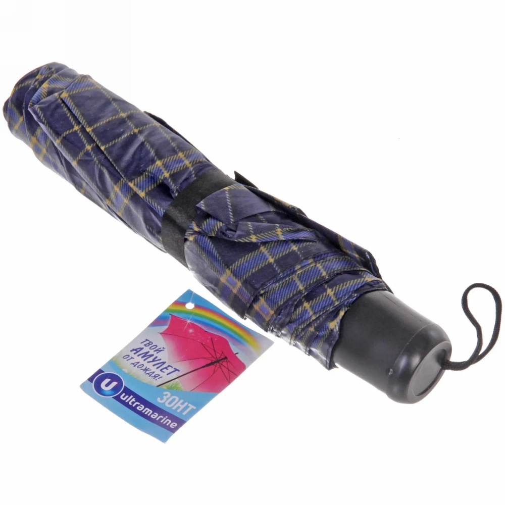 Зонт мужской механический «Ultramarine», клетка, 8 спиц, d-105см, длина в слож. виде 24см