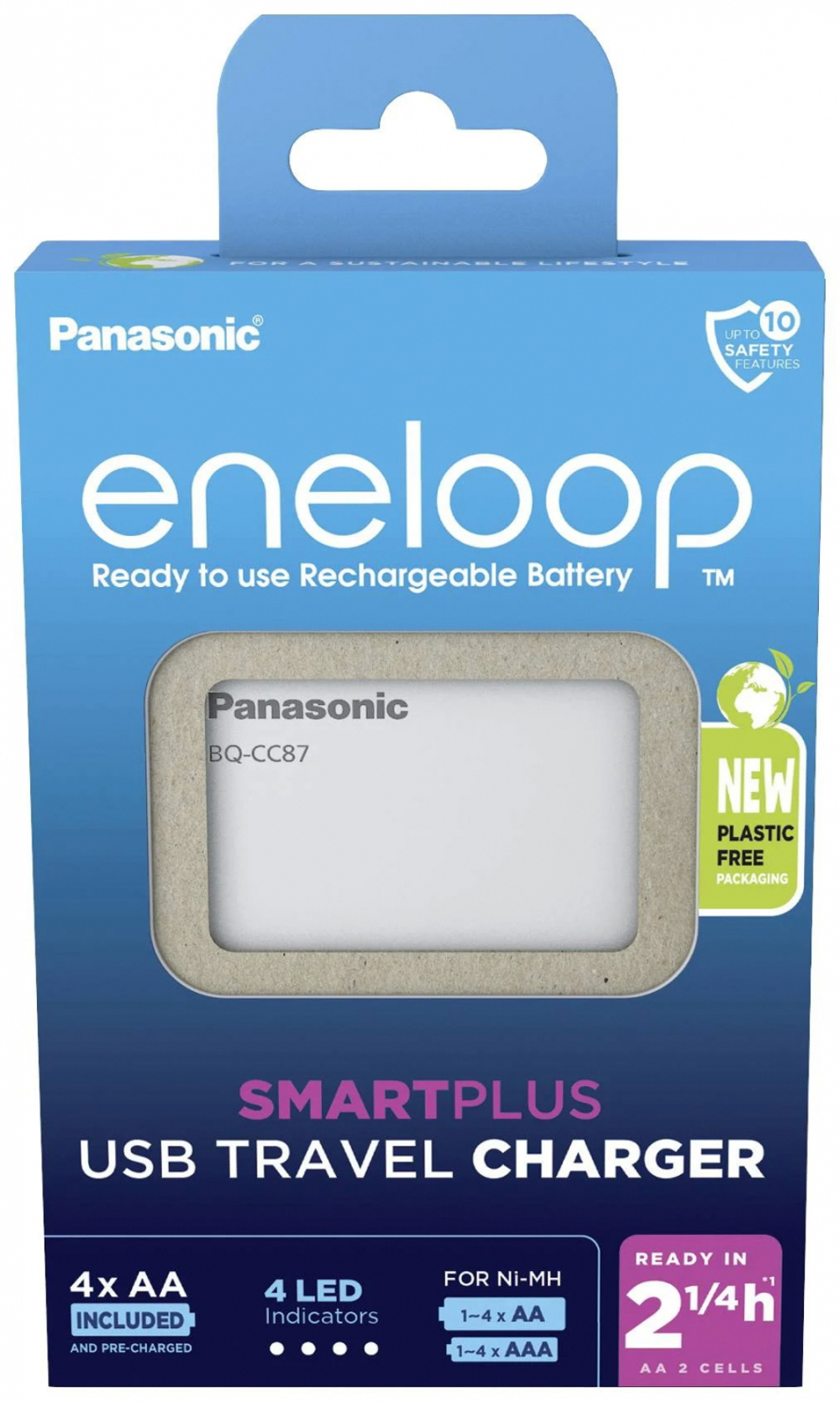 Зарядное устройство Panasonic Eneloop SmartPlus USB Travel Charger BQ-CC87 + 4шт АА 2000 mAh