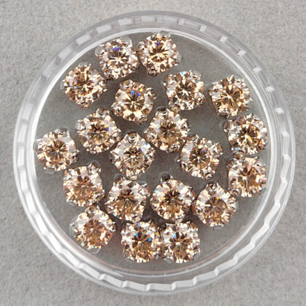 Фианиты шатоны в оправах, Champagne/Rhodium