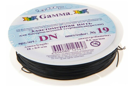 "Zlatka" / "Gamma" Эластомерная нить (термополиуретан), цв.черный, d 0.6мм, 18 м
