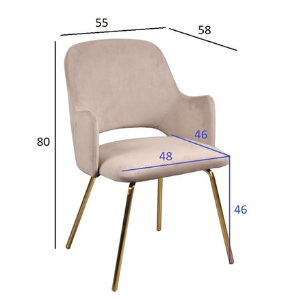 Кресло Garda Decor велюр серо-бежевый 55*58*80 см