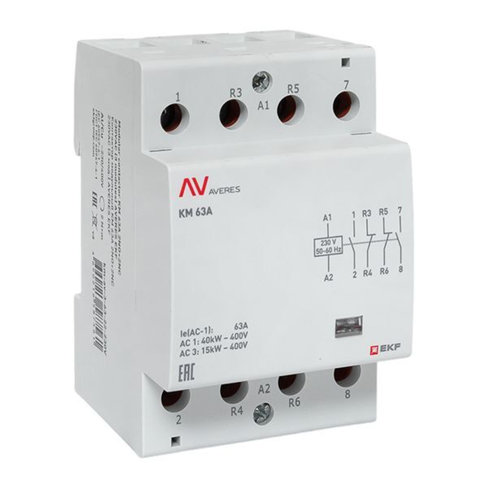Контактор модульный EKF km-av-3-63-22-230V