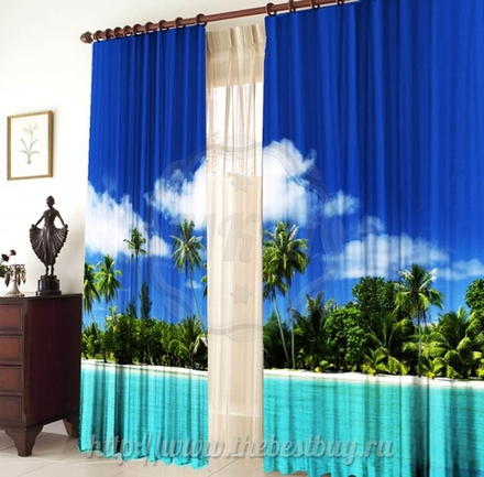 Фото-шторы: Пляж (арт. L20-1105)  -  (145х270)х2 см.