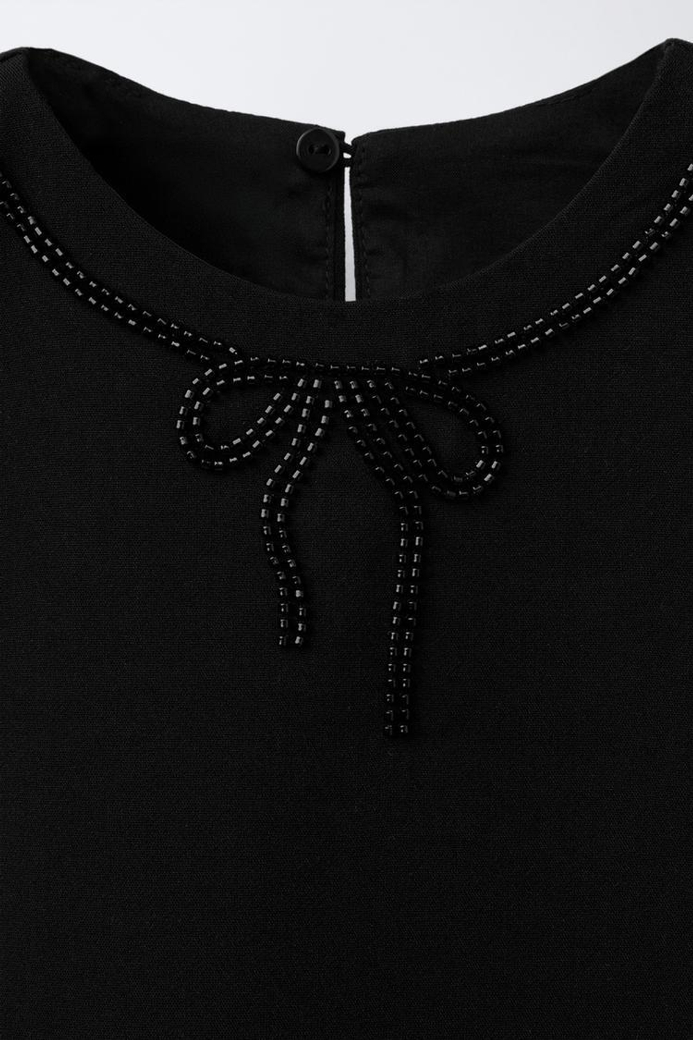 ZARA ТОП С БАНТОМ И БУСИНАМИ, ЧЕРНЫЙ