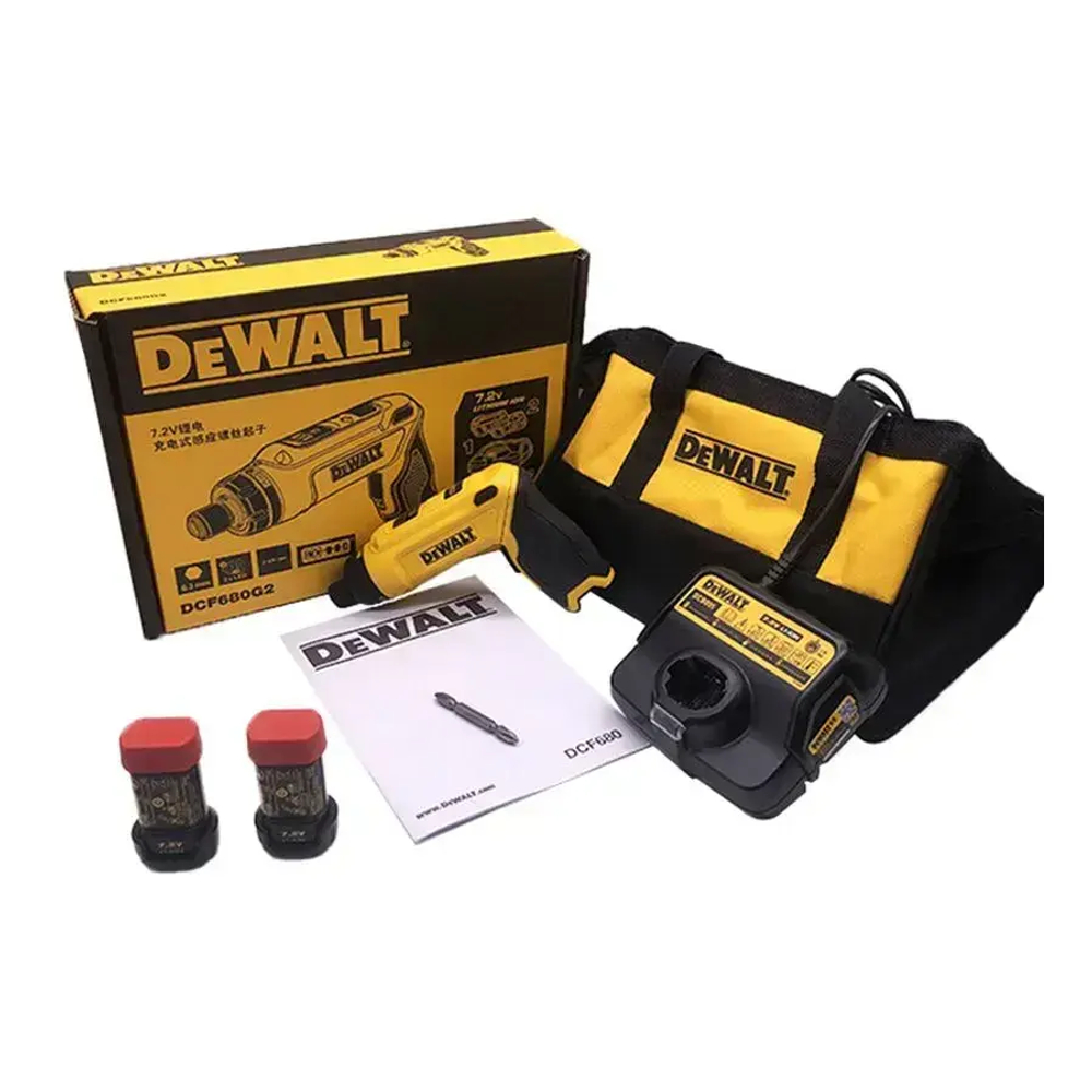 DEWALT Электрическая отвертка 7,2 В, с двумя батареями и сумка для инструментов,Складная перезаряжаемая литиевая аккумуляторная электрическая дрель-отвертка DCF680G2