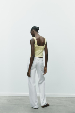 ZARA ТОП ИЗ ПОПЛИНА, ЖЕЛТЫЙ