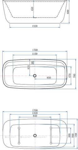 Акриловая ванна Aquanet (Акванет) Family Fine 170x78 95778-MW-MB