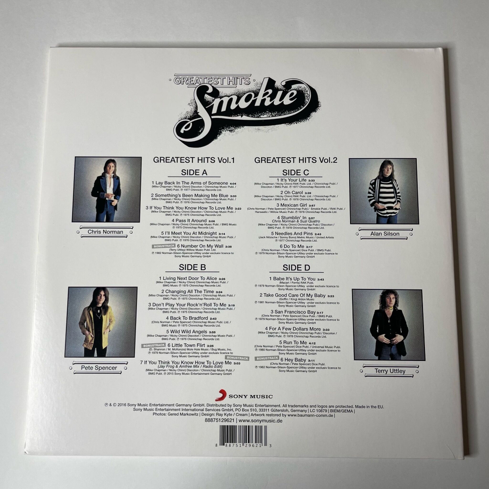 Винтажная виниловая пластинка LP Smokie Greatest Hits Vol.1 and Vol.2 (Germany 2016) (Белый Винил) Stumblin' In