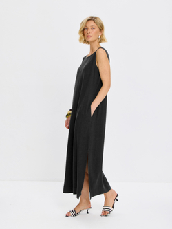 Льняной сарафан макси с карманами