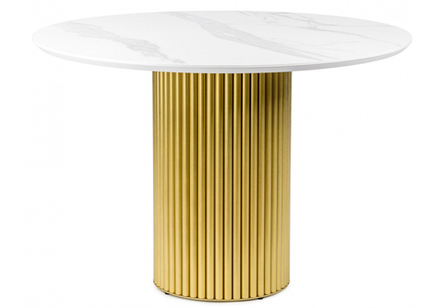 Керамический стол Woodville Барел 110 patagonoa bianco repose, золотой