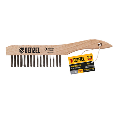 Щетка зачистная 5-и рядная, прямая проволока из нержавеющей стали с деревянной ручкой, EFP// Denzel