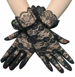 Перчатки гипюровые с оборками черные