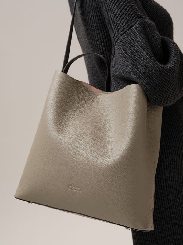 Кожаная сумка шоппер DBR 30948 серо-коричневый