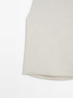 Massimo Dutti Топ с горловиной халтер и глубоким вырезом на спине, натуральный, кремовый