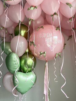Воздушные шары для девочки эвкалипт/розовый №2875