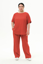 Брюки прямые из вискозы, паприка