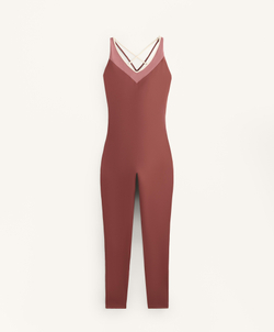 Oysho Длинный комбинезон Comfortlux с блоками, линялый махагон