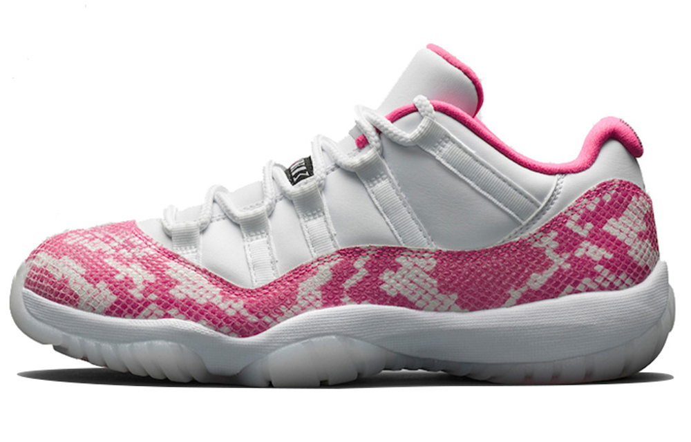 Jordan Air Jordan 11 pink snakeskin powder snake shock absorption anti-slip wear low help vintage basketball shoes white powder