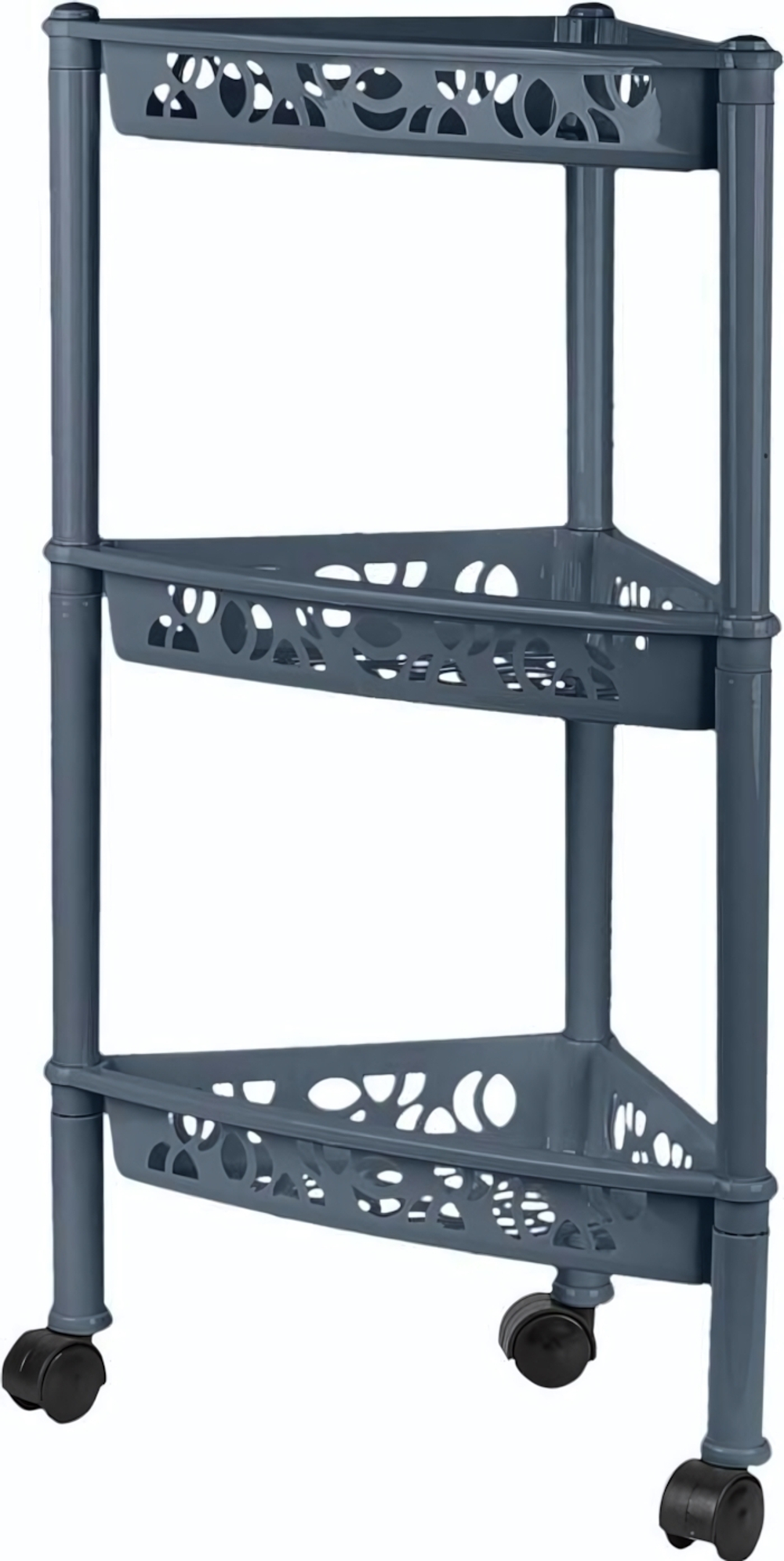 Этажерка 3-х секционная угловая на колесиках "Keeplex Light" 38,3*22,2*69см, космический серый