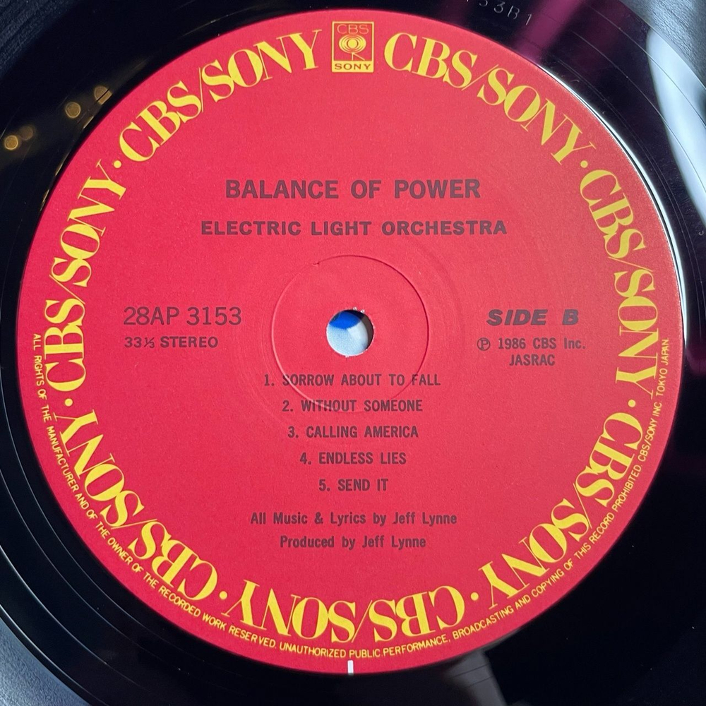 Винтажная виниловая пластинка LP ELO Electric Light Orchestra Balance Of Power (Japan 1986) (No Obi) Getting To The Point
