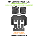 Автомобильные коврики ЭВА для KIA Carnival IV (20-н.в.) для 7-ми местного авто с командирскими креслами, китайская сборка, с консолью в пол