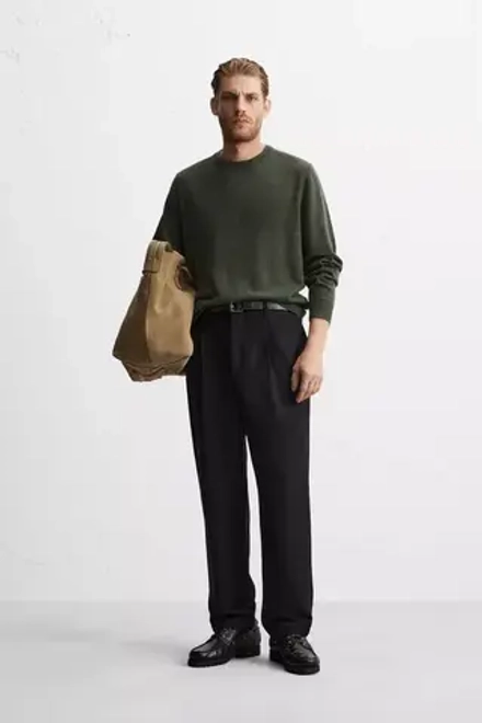 ZARA СВИТЕР ИЗ 100% ШЕРСТИ, ЗЕЛЕНЫЙ